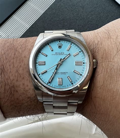 gold rolex with turquoise face|rolex op 41 tiffany.